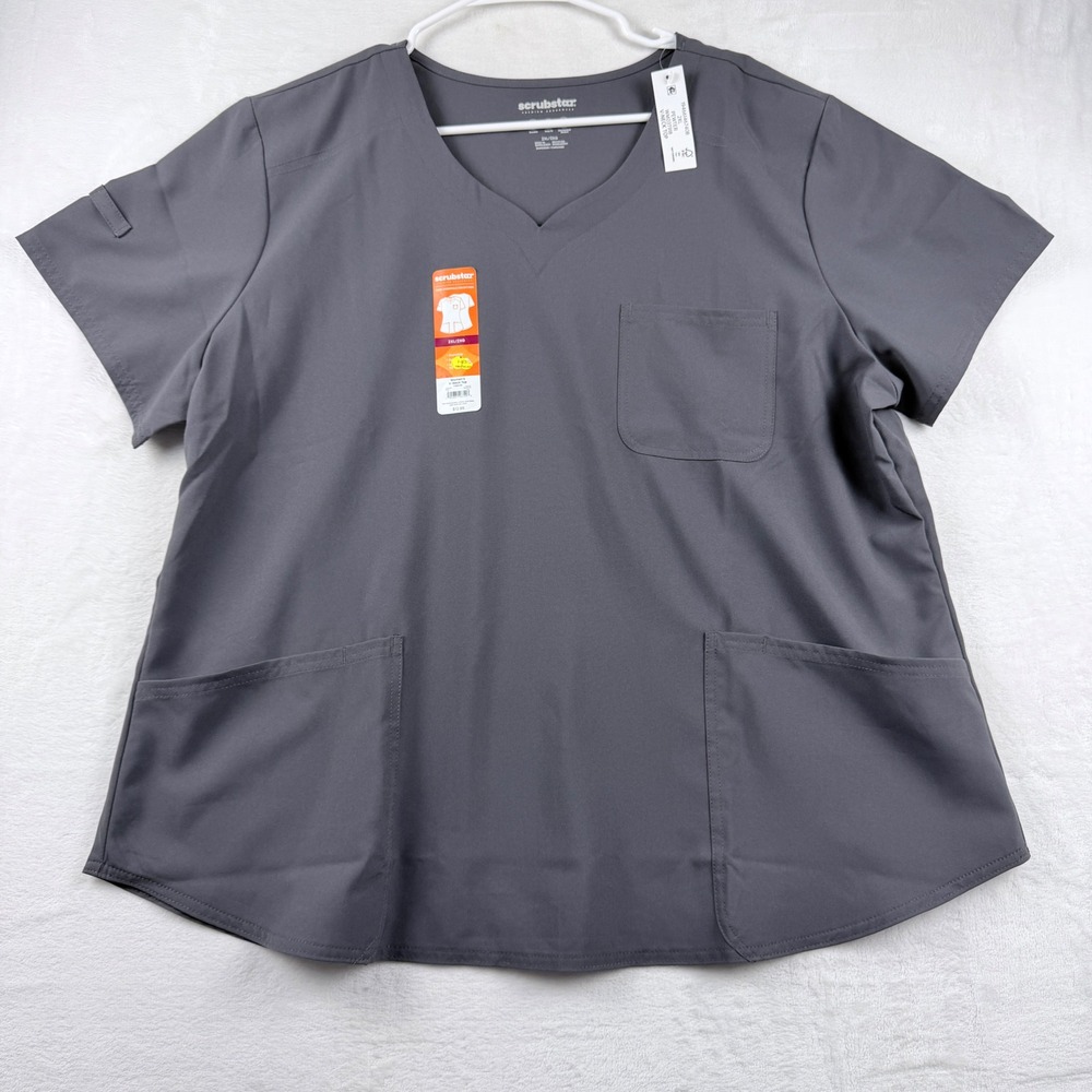 Scrubstar Scrub Top Pewter V-Neck Mechanical Stretch 2XL